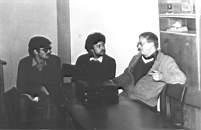 (слева направо): Дмитрий Байкалов (Москва), Андрей Синицын (Москва), Борис Стругацкий (Ленинград)